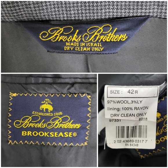 Brooks Brothers Brooksease Gray Wool 2-Button Blazer Suit Jacket Men's Size 42R - Picture 3 of 7